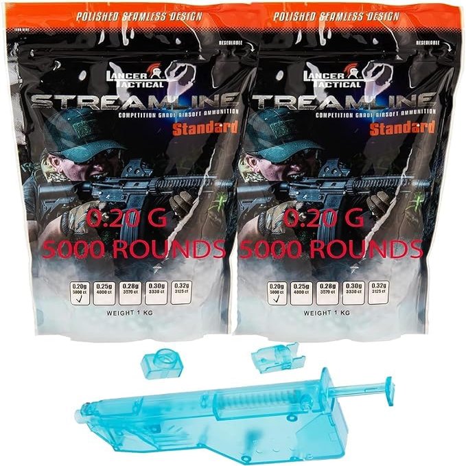 Lancer Tactical Airsoft BBS .20g 10,000 Counts with Extra 150 Rounds Speed Loader (Made in Taiwan)