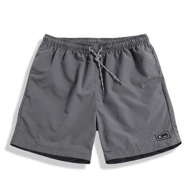 QWENTMTNTY Beach Shorts for Men Summer Quick Dry 5 Inch Casual Elastic Waistband Shorts Big and Tall Outdoor Sports Shorts Gray