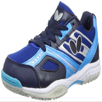 Butterfly Lezoline Mach Shoes - Shock Absorbing Flexible Lightweight Superior Gripping Professional Competition Table Tennis Shoe, Navy-Blue, 4.5 Men