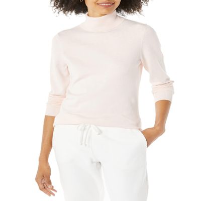 Amazon Essentials Women's Classic-Fit Lightweight Long-Sleeve Turtleneck Sweater (Available in Plus Size), Pale Pink, 1X