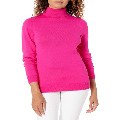 Amazon Essentials Women's Classic-Fit Lightweight Long-Sleeve Turtleneck Sweater (Available in Plus Size), Bright Pink, 4X