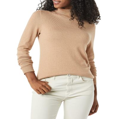 Amazon Essentials Women's Classic-Fit Lightweight Long-Sleeve Turtleneck Sweater (Available in Plus Size), Taupe Heather, 5X