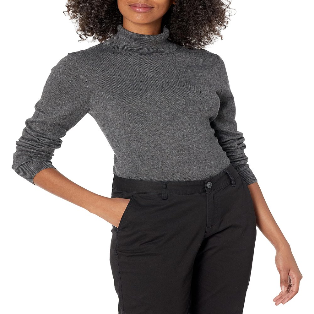 Amazon Essentials Women's Classic-Fit Lightweight Long-Sleeve Turtleneck Sweater (Available in Plus Size), Charcoal Heather, 4X
