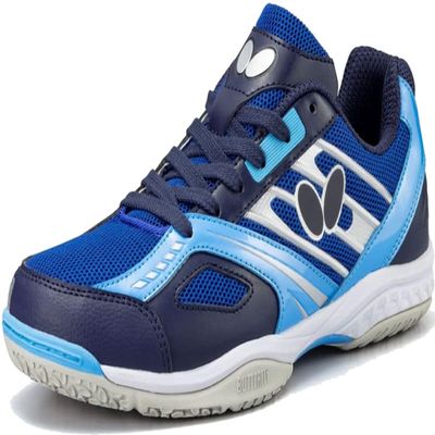 Butterfly Lezoline Mach Shoes - Shock Absorbing Flexible Lightweight Superior Gripping Professional Competition Table Tennis Shoe, Navy-Blue, 10