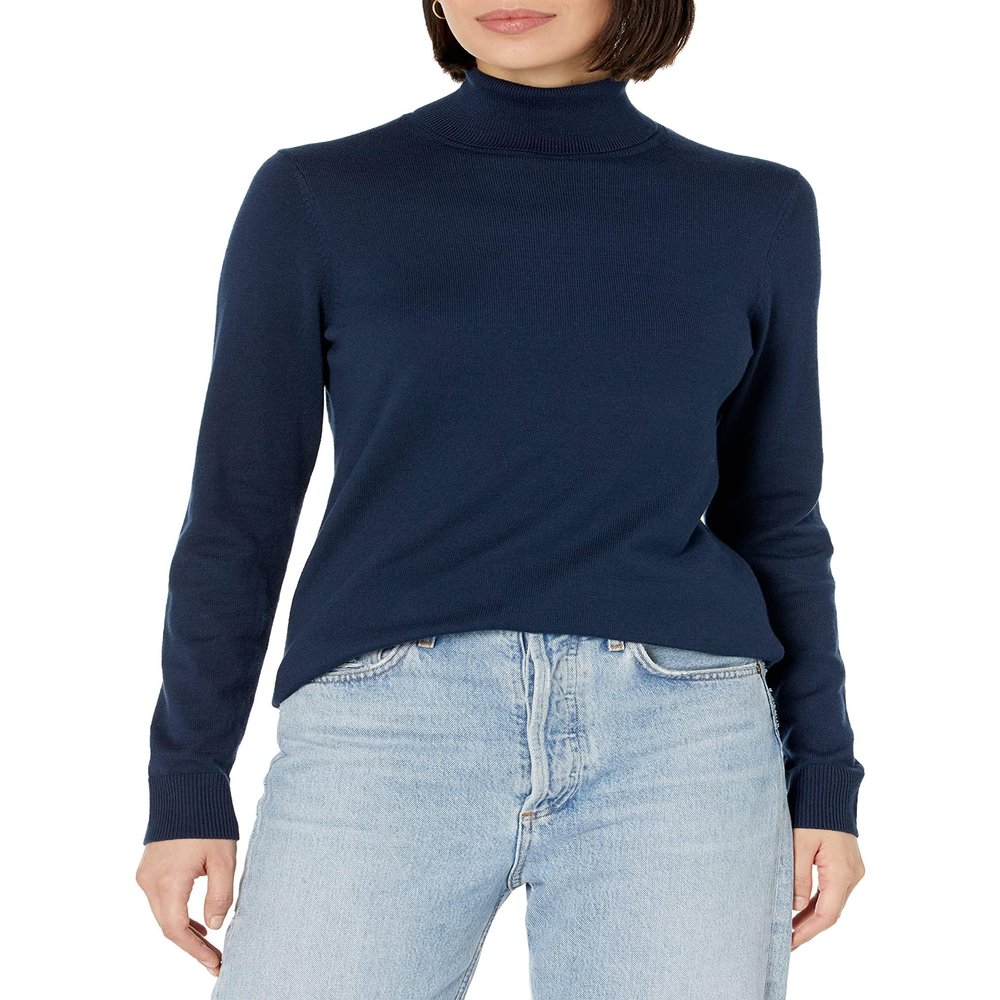 Amazon Essentials Women's Classic-Fit Lightweight Long-Sleeve Turtleneck Sweater (Available in Plus Size), Navy, 3X