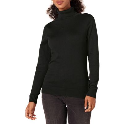 Amazon Essentials Women's Classic-Fit Lightweight Long-Sleeve Turtleneck Sweater (Available in Plus Size), Black, 3X
