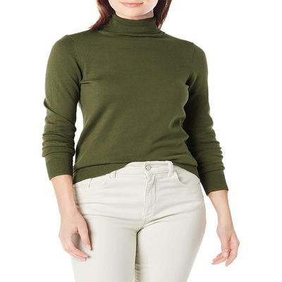 Amazon Essentials Women's Classic-Fit Lightweight Long-Sleeve Turtleneck Sweater (Available in Plus Size), Olive, 4X