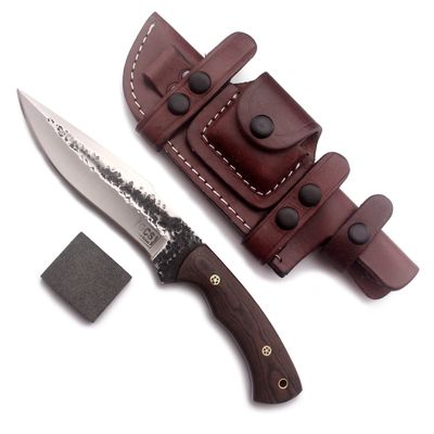 GCS Handmade Micarta Handle D2 Tool Steel Tactical knife Hunting Knife Camp Knife with leather sheath Full tang blade designed for Hunting & EDC GCS 240 (Brown Handle)