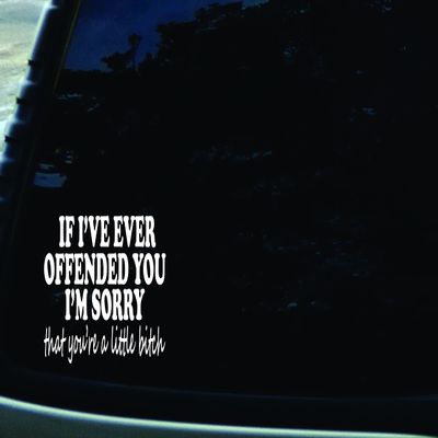 6" X 4.8" If I've Ever Offended You I'm Sorry That You're a Little b$tch Vinyl DIE Cut Decal for Your car, Truck, Window, or virtually Any Smooth Surface