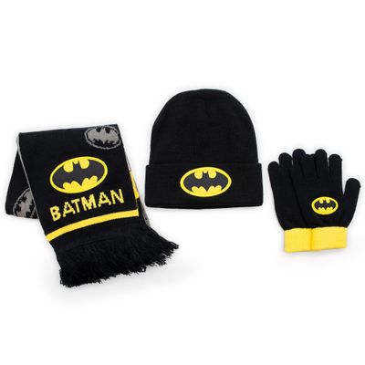 Batman Boys Winter Beanie Hat, Gloves & Scarf Set