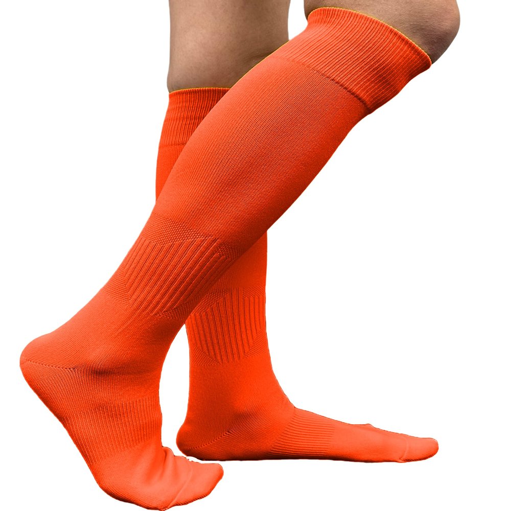 COUVER Polyester Softball Soccer Socks Baseball Football Socks for Youth Men and Women, Large, Dark Orange, 1 Pair