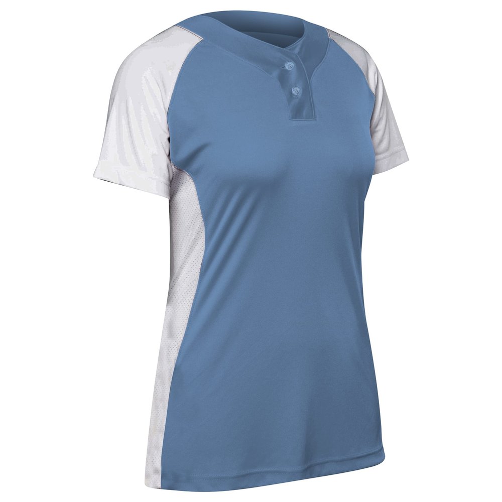 Infinite 2-Button Short Sleeve Softball Jersey, Women's 2X-Large, Light Blue