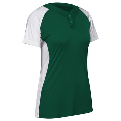 Infinite 2-Button Short Sleeve Softball Jersey, Girls' Small, Forest Green