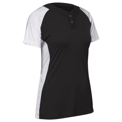 Infinite 2-Button Short Sleeve Softball Jersey, Women's Small, Black