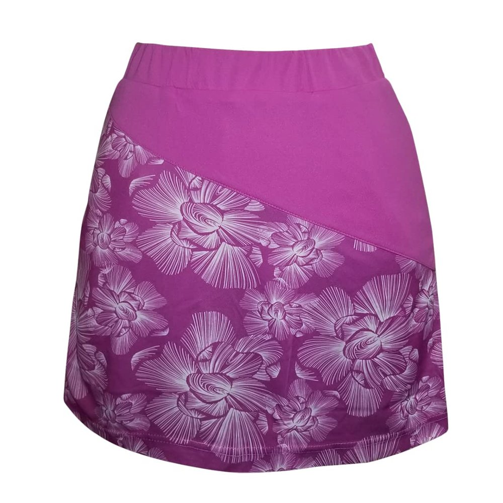 Monterey Club Women's Fairway Print Coloblock Knit Skort #2950 (Boysenberry/White, X-Small)
