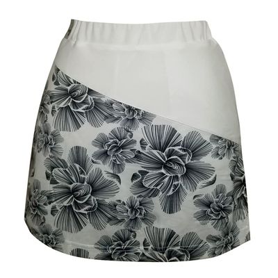 Monterey Club Women's Fairway Print Coloblock Knit Skort #2950 (White/Black, X-Small)
