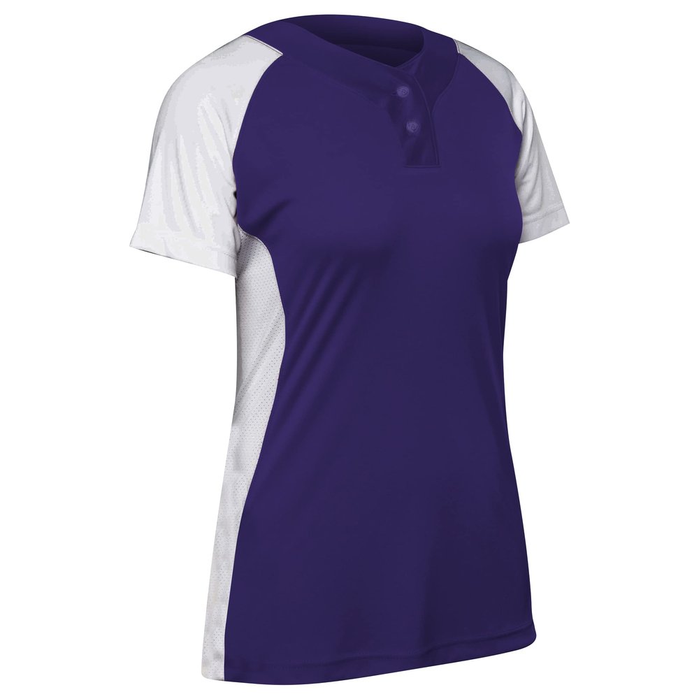 Champro Infinite 2-Button Short Sleeve Softball Jersey, Women's Medium, Purple