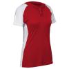 Infinite 2-Button Short Sleeve Softball Jersey, Women's Large, Scarlet view 1