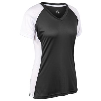 Infinite V-Neck Short Sleeve Softball Jersey, Girls' Large, Black