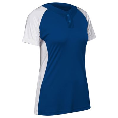 Infinite 2-Button Short Sleeve Softball Jersey, Girls' Medium, Royal