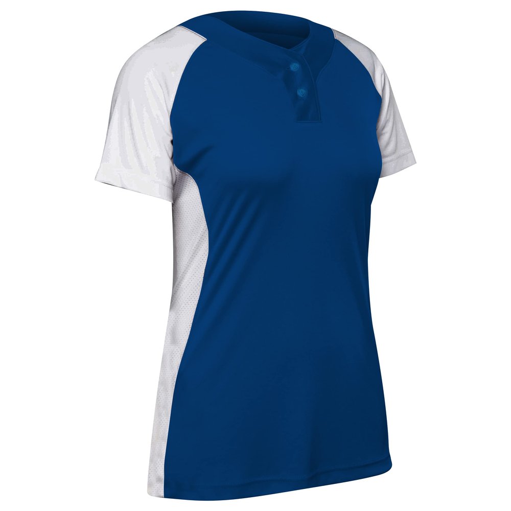 Infinite 2-Button Short Sleeve Softball Jersey, Girls' Medium, Royal
