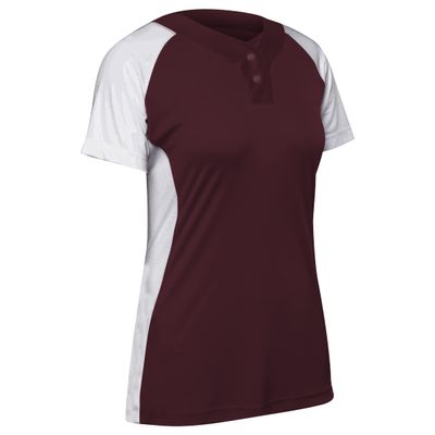 Infinite 2-Button Short Sleeve Softball Jersey, Girls' Small, Maroon