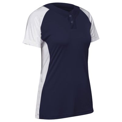 Infinite 2-Button Short Sleeve Softball Jersey, Girls' Large, Navy