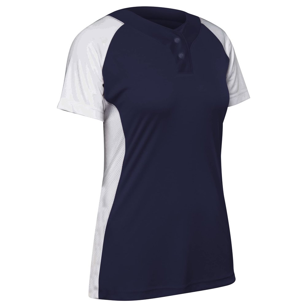 Infinite 2-Button Short Sleeve Softball Jersey, Girls' Large, Navy