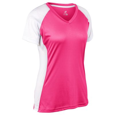 Infinite V-Neck Short Sleeve Softball Jersey, Girls' Small, Fuchsia