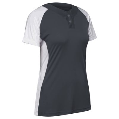 Infinite 2-Button Short Sleeve Softball Jersey, Women's Large, Graphite
