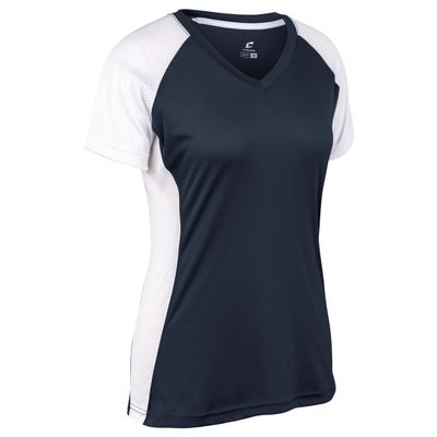 Champro Infinite V-Neck Short Sleeve Softball Jersey, Girls' Large, Navy