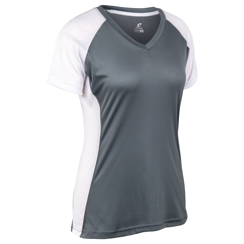 Infinite V-Neck Short Sleeve Softball Jersey, Girls' Small, Graphite