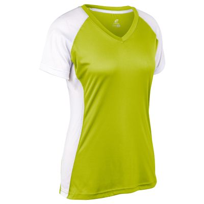 Champro Infinite V-Neck Short Sleeve Softball Jersey, Girls' Large, Optic Yellow