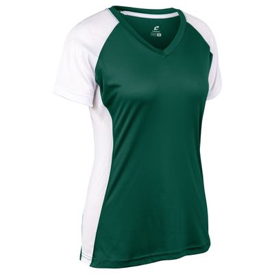 Champro Infinite V-Neck Short Sleeve Softball Jersey, Girls' Large, Forest Green