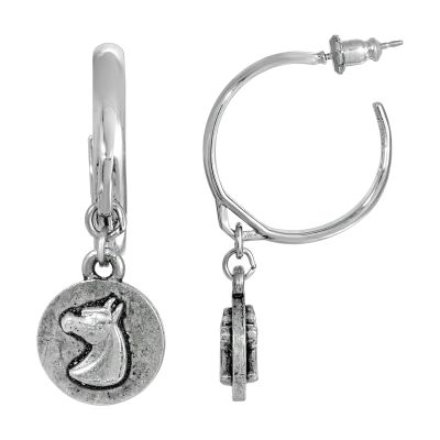 1928 Jewelry Petite Round Horse Head Hoop Drop Earrings, Equestrian Jewellery For Women