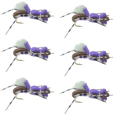 The Fly Fishing Place Fat Albert Purple Foam Body High Visibility Grasshopper Dry Fly - 6 Flies - Hook Size 10 - Hopper Dropper Indicator Fly