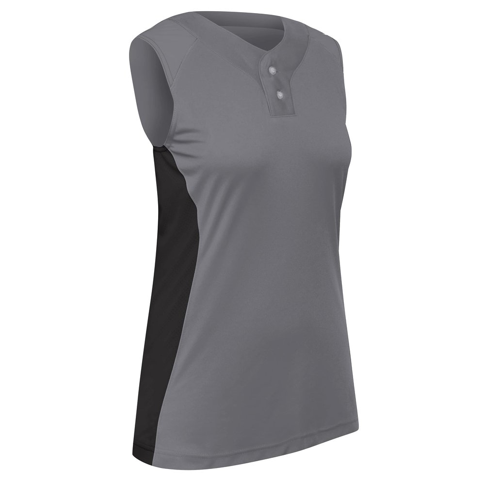 Infinite 2-Button Sleeveless Softball Jersey, Girls' Large, Grey