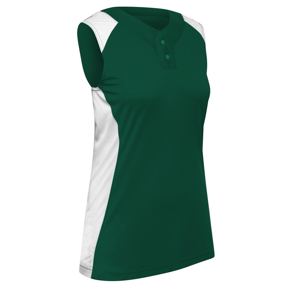 Infinite 2-Button Sleeveless Softball Jersey, Girls' Small, Forest Green