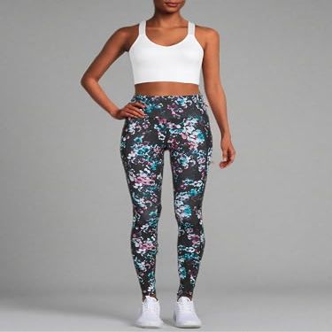 Avia Activewear Women's Leggings with Side Pockets (Black Floral, XS), 0-2