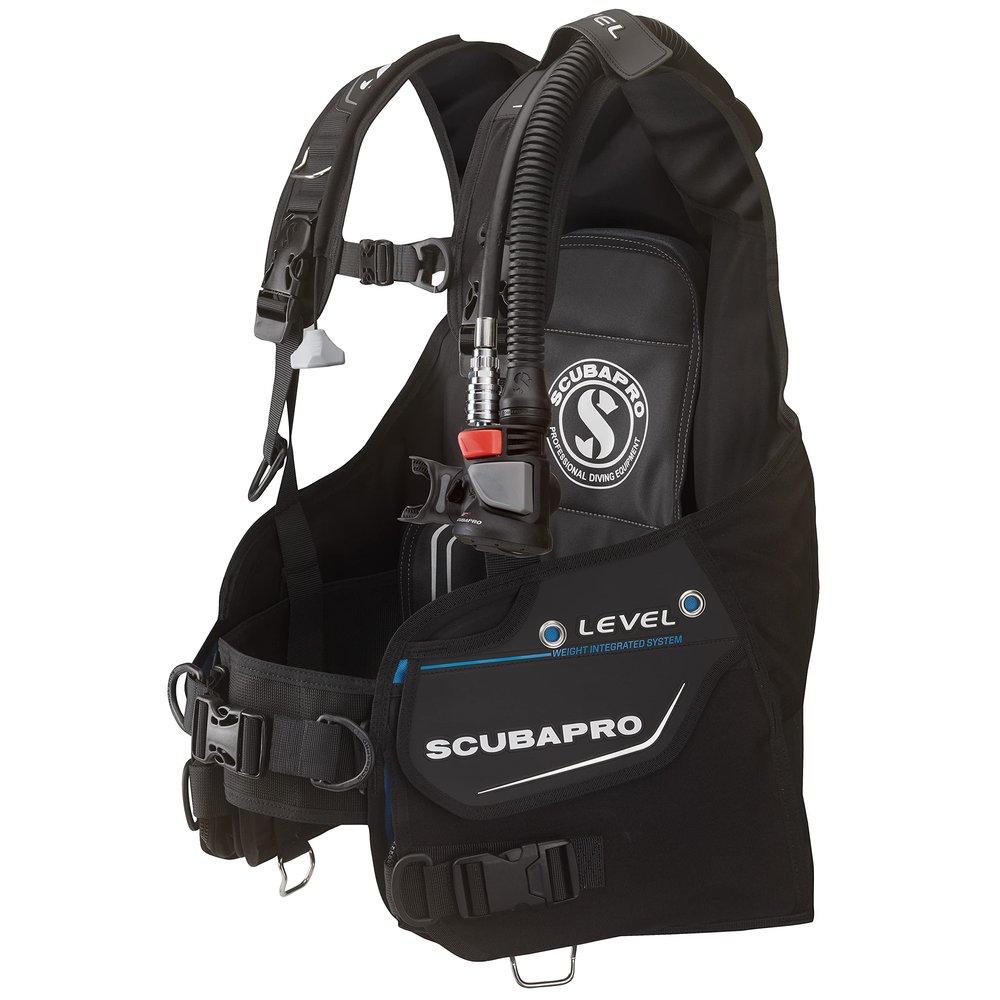 SCUBAPRO Level Super Cinch Front Adjustable Scuba Diving BCD with Air2 Inflator Regulator for Recreational Diving, Medium