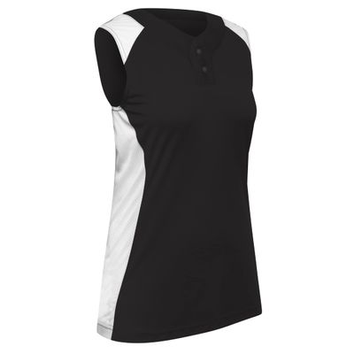 Infinite 2-Button Sleeveless Softball Jersey, Women's Medium, Black