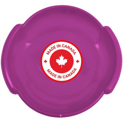Superio Round Saucer Snow Sled, Fuchsia Pink Spiral Plastic Sled with Handles 24" Winter Snow Fun for Kids and Adults