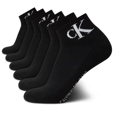 Calvin Klein Men's High Quarter Socks - 6 Pack Breathable Soft Cushioned Mini Crew Athletic Socks for Men (Shoe Size: 7-12), Size 7-12, Black