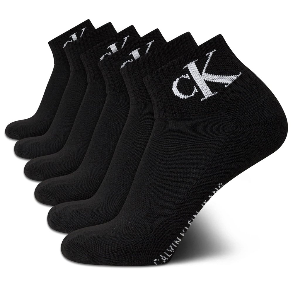 Calvin Klein Men's High Quarter Socks - 6 Pack Breathable Soft Cushioned Mini Crew Athletic Socks for Men (Shoe Size: 7-12), Size 7-12, Black