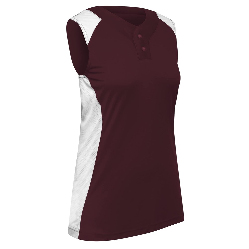 Infinite 2-Button Sleeveless Softball Jersey, Girls' Medium, Maroon
