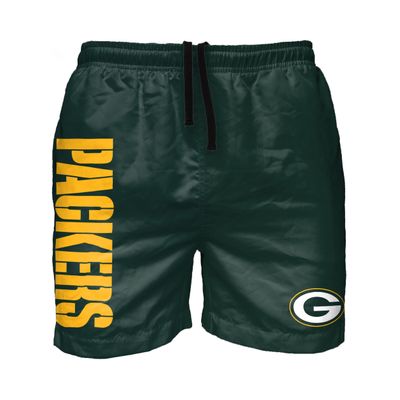 Green Bay Packers NFL Mens Solid Wordmark Swimming Trunks