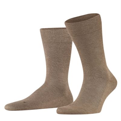 FALKE Men's Sensitive London Socks, Wide Top, Skin-Friendly, Great for Diabetics, Breathable, Sustainable Cotton, Brown (Nutmeg Mel 5410) - Sustainable, 12.5-15, 1 Pair