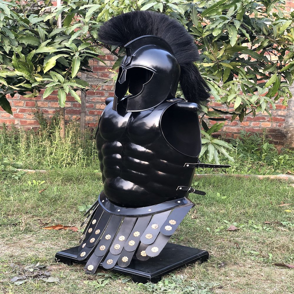 Nautical-Mart Medieval Armor Spartan Muscle Armor Breastplate Armor Helmet Roman Warriors Costume (Troy Helmet w/ Cuirass)