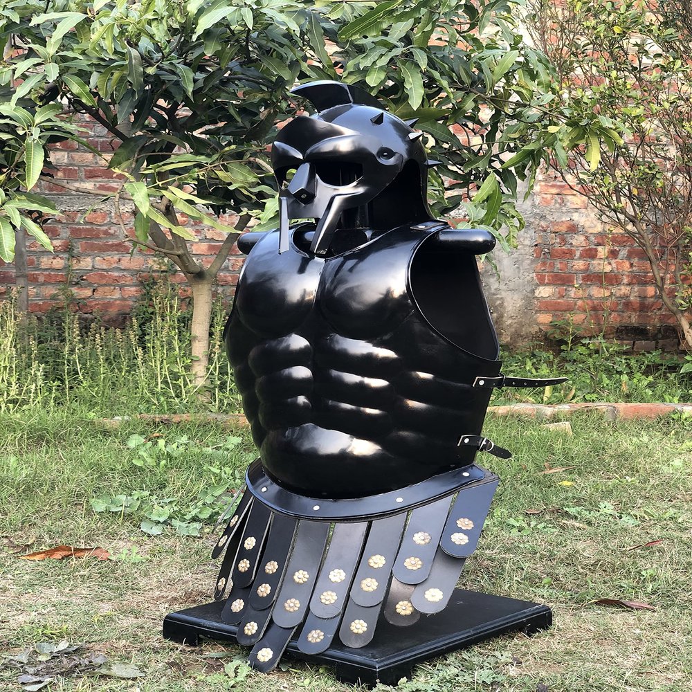 Nautical-Mart Medieval Armor Spartan Muscle Armor Breastplate Armor Helmet Roman Warriors Costume (Gladiator Helmet w/ Cuirass)