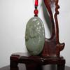 1.7" China Certified Nature Hetian Nephrite Jade Fortune Fish and Bat Hand Carved Necklace Pendant 4846 view 3